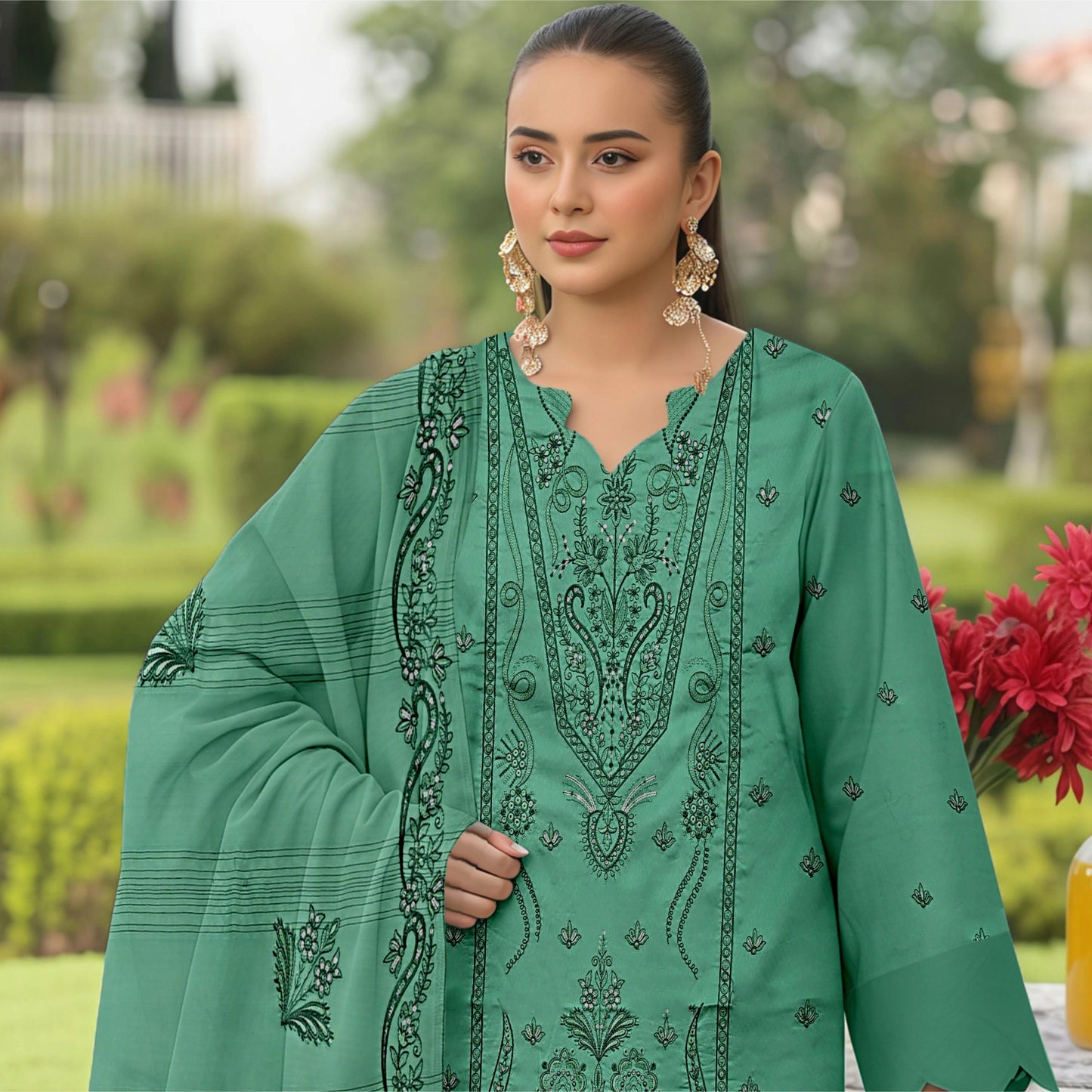 Embroidered Lawn 3 PC Suit-ZR137