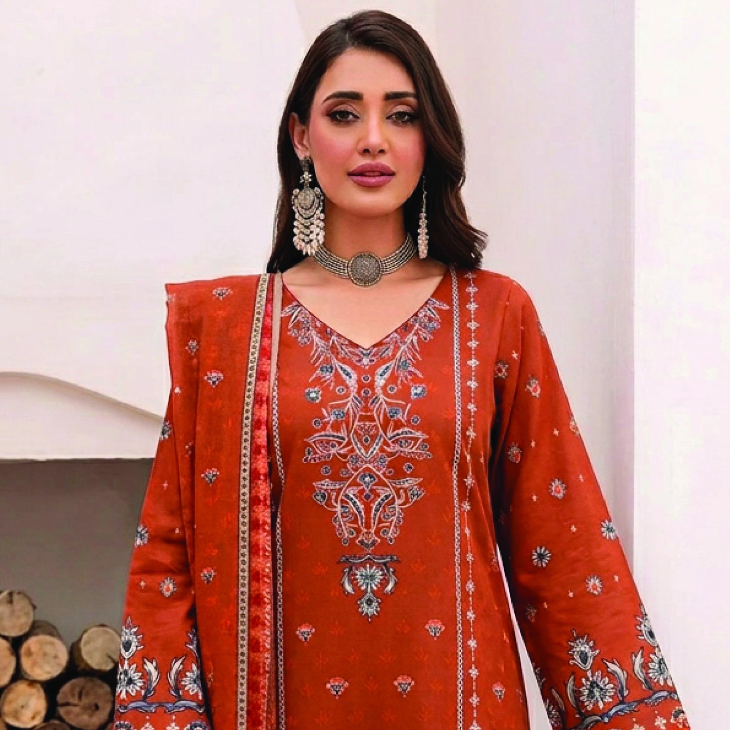 Digital Printed Lawn 3PC Suit-ZR196