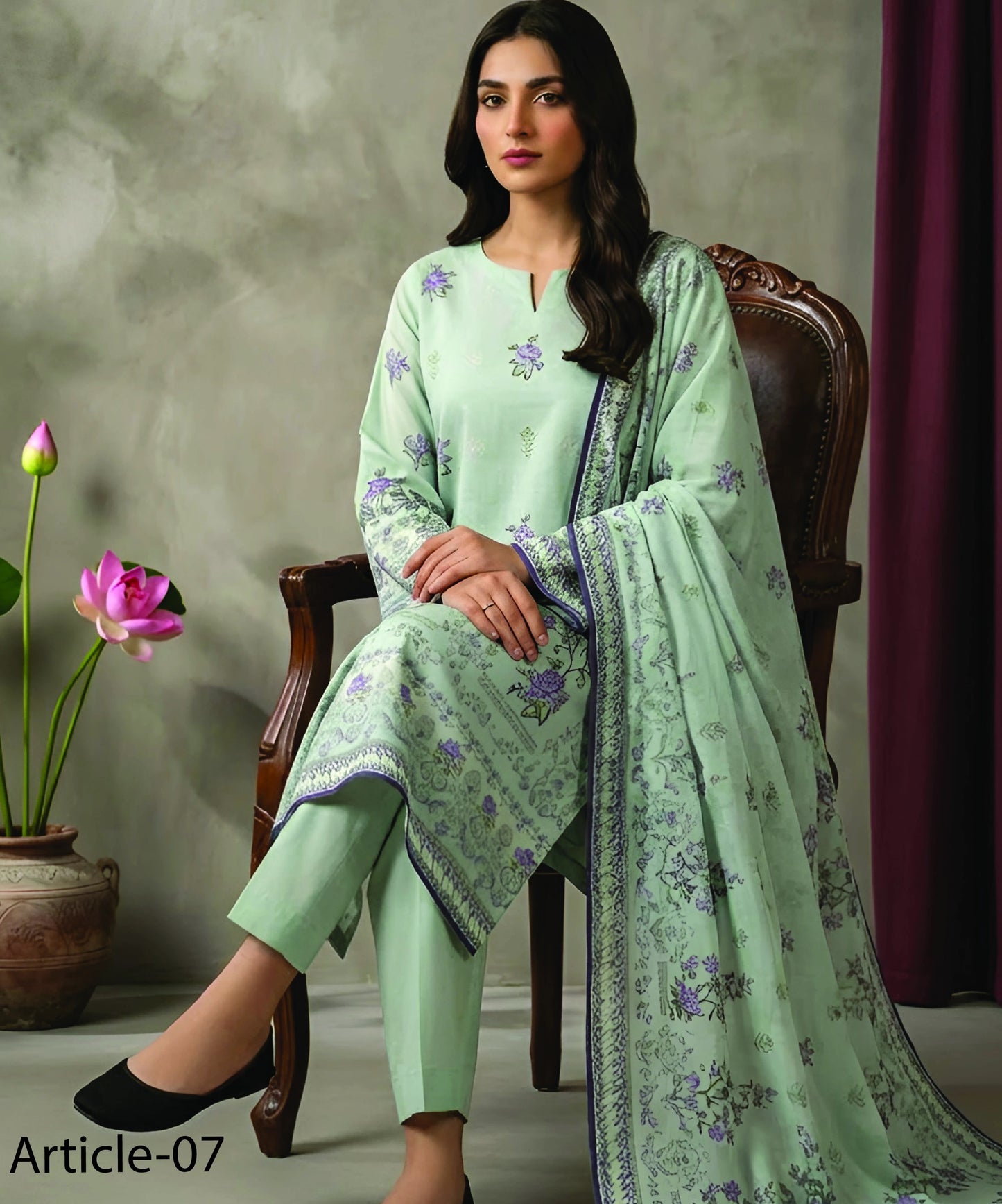 Digital Printed 3PC Lawn Suit-ZR122