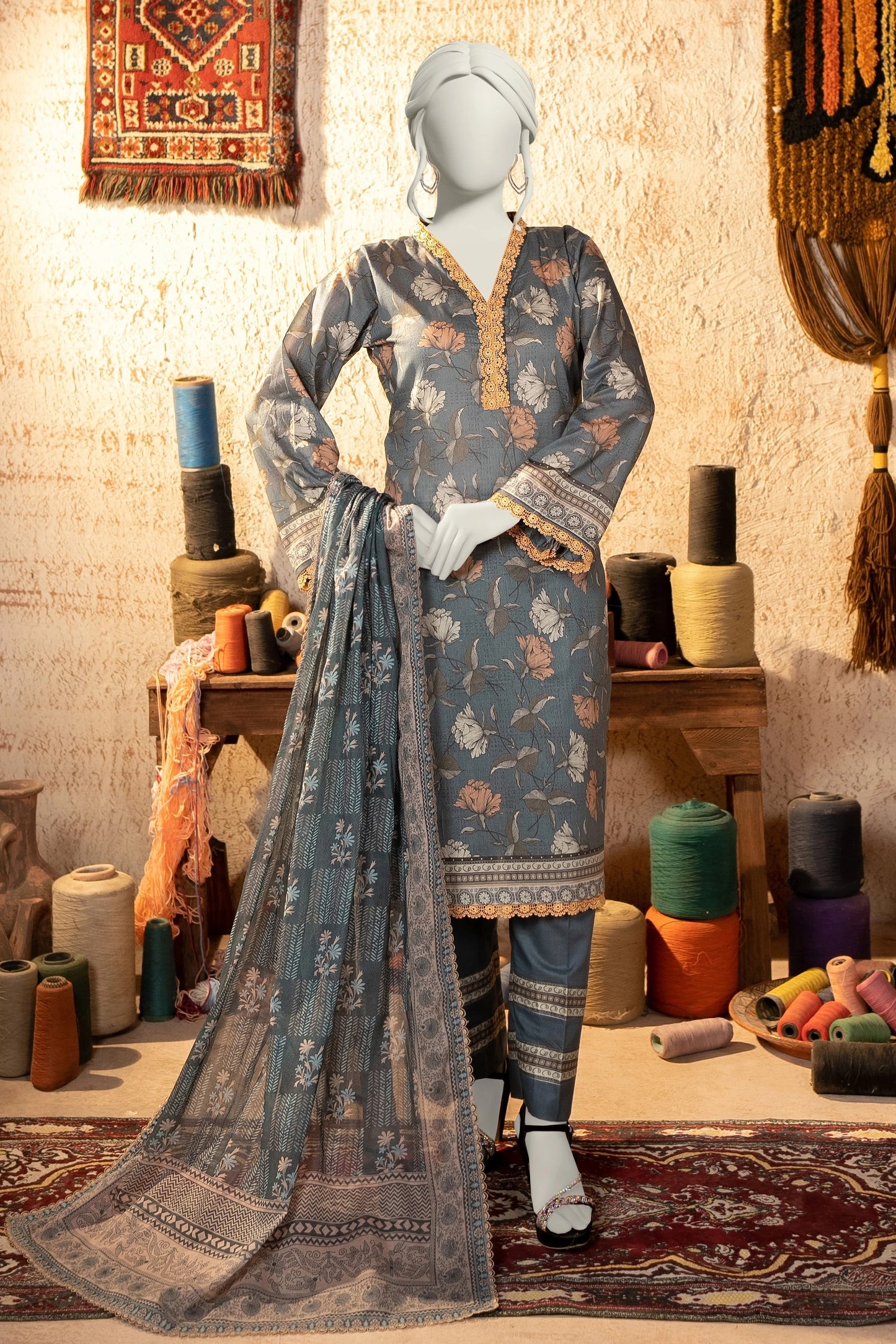 Digital Printed Lawn 3PC Suit-ZR154