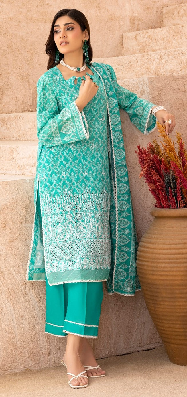 Embroidered Lawn 3PC Suit-ZR055