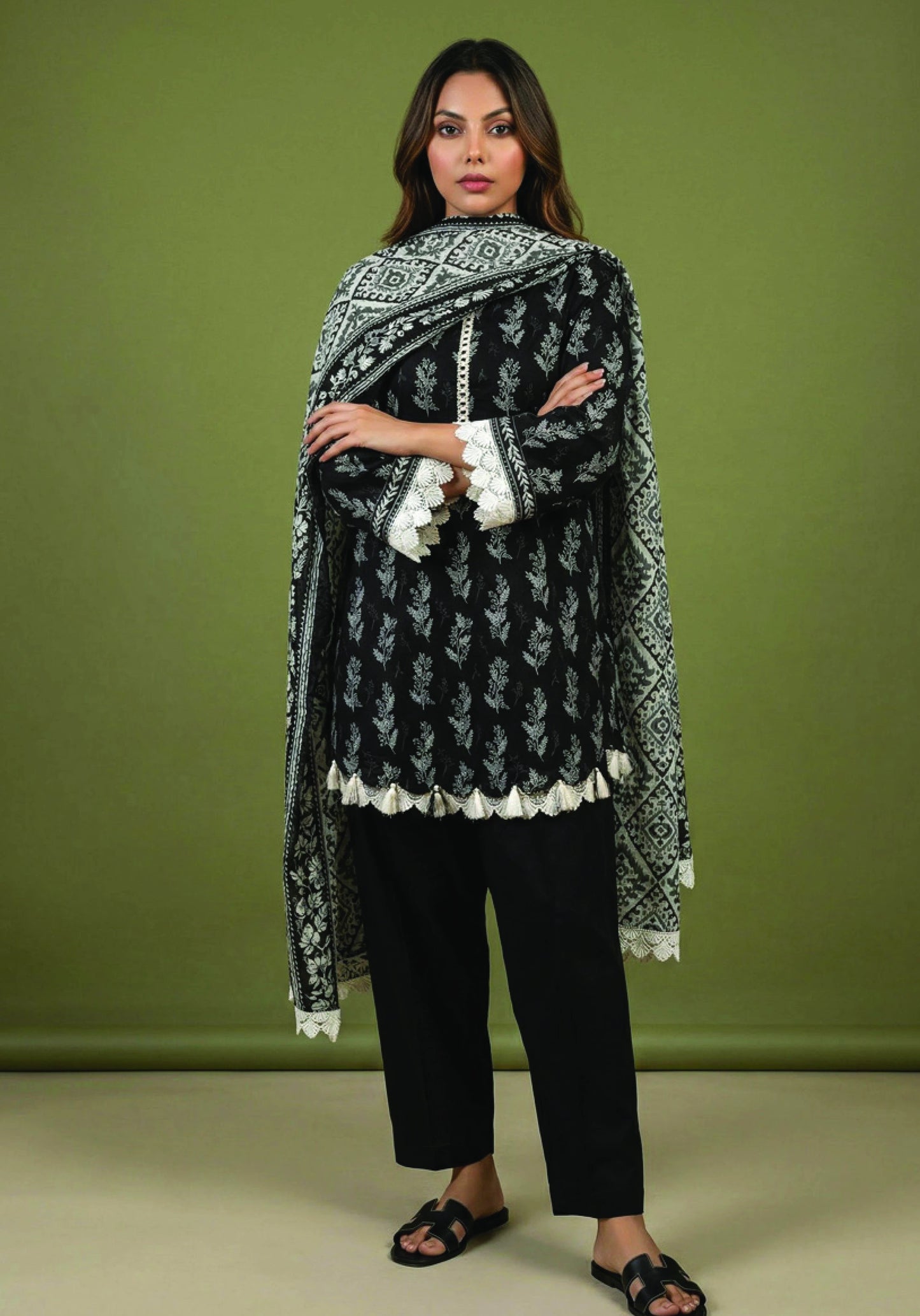 Digital Printed Lawn 3 PC Suit-ZR127