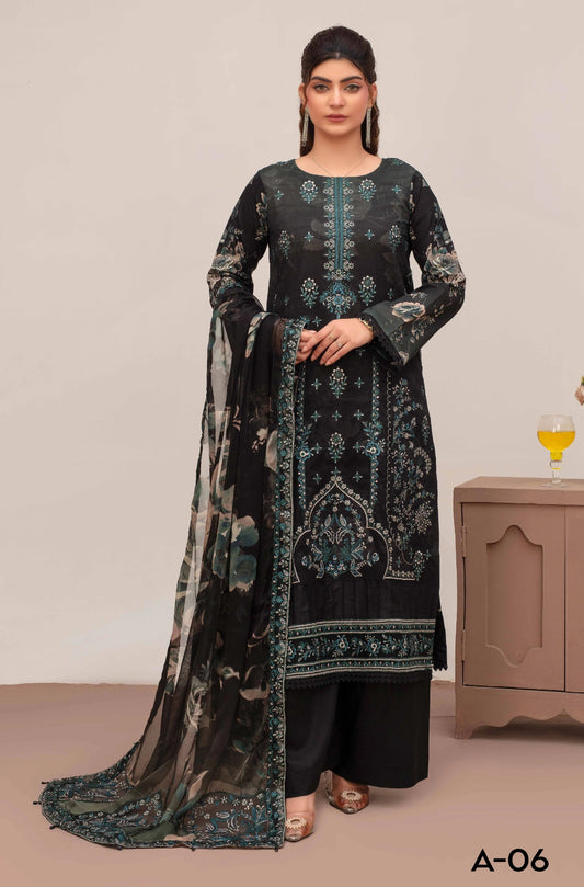 Embroidered Lawn 3PC Suit-ZR145