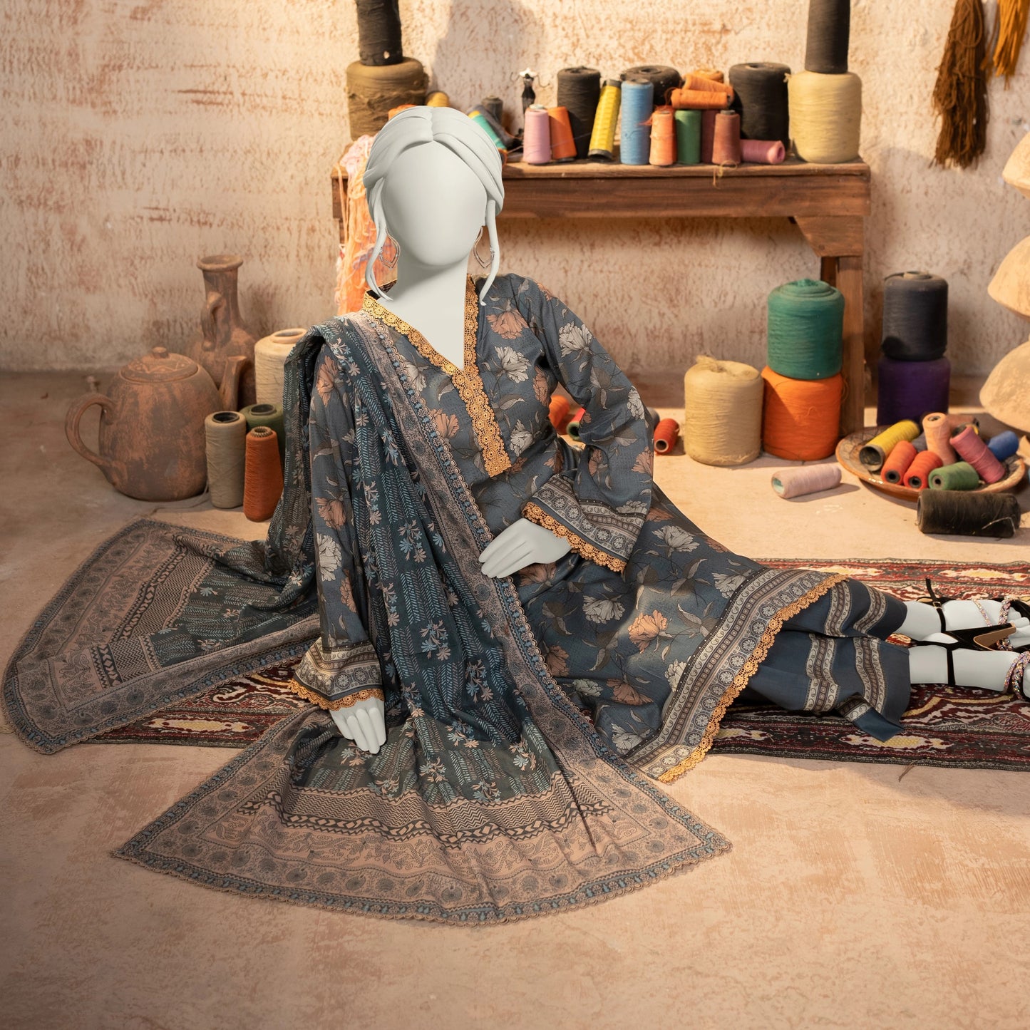 Digital Printed Lawn 3PC Suit-ZR154