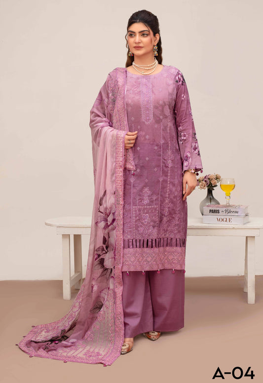 Embroidered Lawn 3PC Suit-ZR146